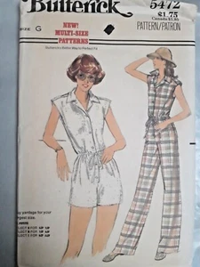 Romper Jumpsuit One Piece 5JP 7JP Butterick 5472 Sewing Pattern UC FF VTG 70's  - Picture 1 of 6
