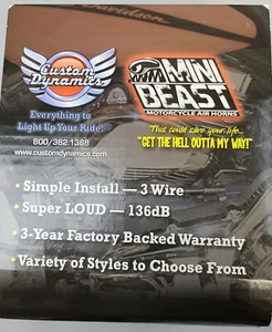 Custom Dynamics NEW Mini Beast Air Horn Super Loud 136dB Fits Most H-D CHRM - Picture 1 of 2