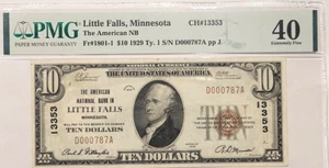 1929 $10 Little Falls Minnesota National Currency PMG Extremely Fine 40 Ch 13353 - Picture 1 of 2