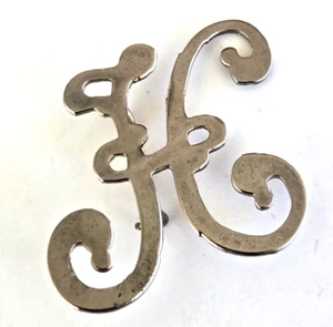 Vintage Script Cursive Initial Letter H or FC Silver Tone Pin 1-1/16" - Picture 1 of 4