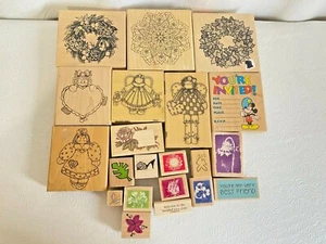 21 Assorted Wood Base Rubber Stamps Stampede Katie & Co Inkadinkado DOTS - Bild 1 von 4