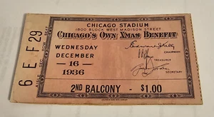 1936 Ticket to Chicago's Own Xmas Benefit Chicago Stadium #111 - Picture 1 of 1