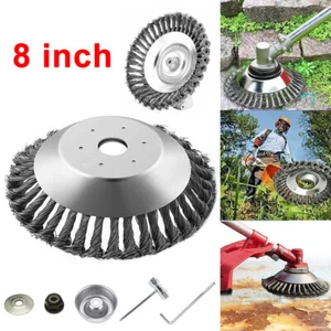 8 inch Steel Wire Wheel Brush Cutter Weed Eater Trimmer Head with Adapter Kit - Picture 1 of 10