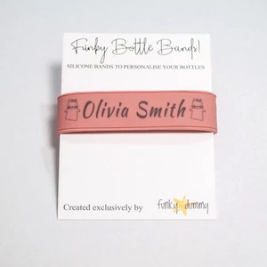 Bottle Band, PERSONALISED, Silicone name band for bottles, Fits all bottles - Picture 1 of 11