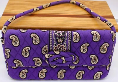Vera Bradley Purple Paisley Quilted Shoulder Bag with Braided Front Accent - Изображение 1 из 4