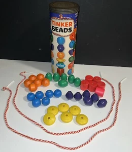 Vintage Tinker Toy COMPLETE SET Wooden Colored Beads in Canister - No. 300 Nice! - Picture 1 of 17