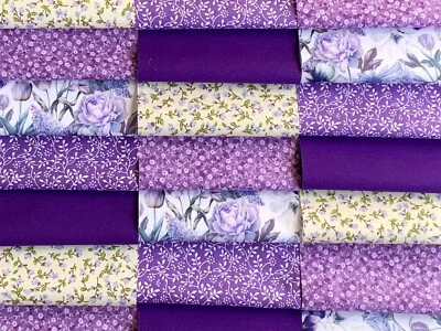 ROSE AND HUBBLE AND JOHN LOUDEN FABRICS Fabric patchwork squares 30 x 4" 10cm cotton quilting craft lilac purple Z76
