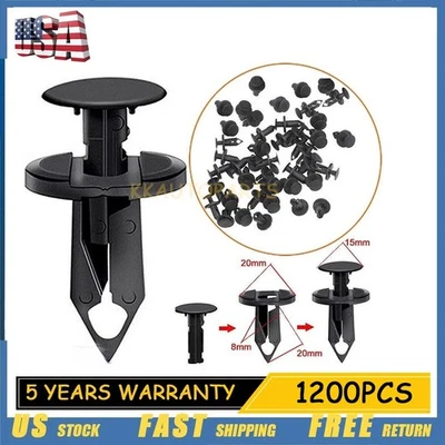 1200PCS Bumper Clips Auto Car Hole Retainer Rivets Fastener Fender Push Pin 8MM Foto 1 de 4