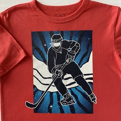 Hockey Player Shirt Size 7 8 Medium Youth Ice Sports EUC Red T Top Short Sleeve - Image 1 of 4