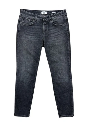 Pantalones de mezclilla cerrados para mujer 28 grises ajustados al tobillo Candiani hechos en Italia Foto 1 de 4