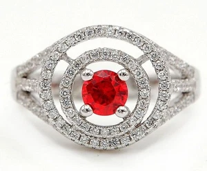 3CT Fire Garnet & White Topaz 925 Solid Sterling Silver Ring Jewelry Sz 6 I2-5 - Picture 1 of 3