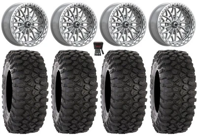 MSA Bolo Beadlock 18" Wheels Silver 35" XC450 Tires Kawasaki Mule Pro FXT  KRX Foto 1 de 4