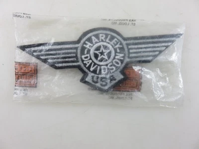 Parche Harley Davidson Fatboy Silver Wings motocicleta 6" x 2" bordado SIN USAR Foto 1 de 4
