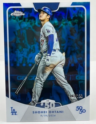 2024 Topps 50/50: Shohei Ohtani Chrome Blue # 146/150 Dodgers HR #50 - Image 1 of 4