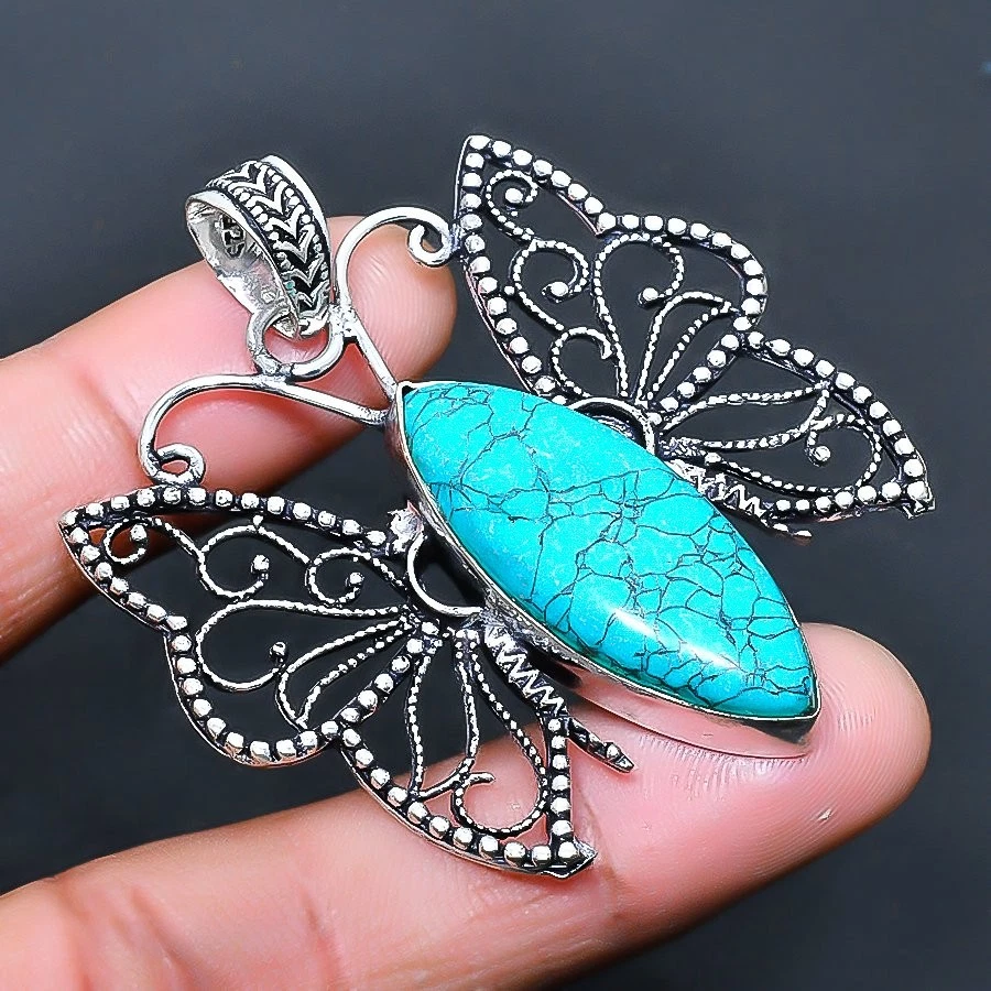 Colgante Joyería Piedras Preciosas Hecho a Mano Turquesa Santa Rosa 2.08" Foto 1 de 1