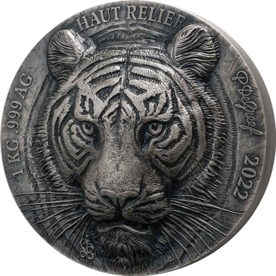 Ivory Coast 2022 10000 Francs Big Five – Tiger- 1 Kg silber Münze - Bild 1 von 4