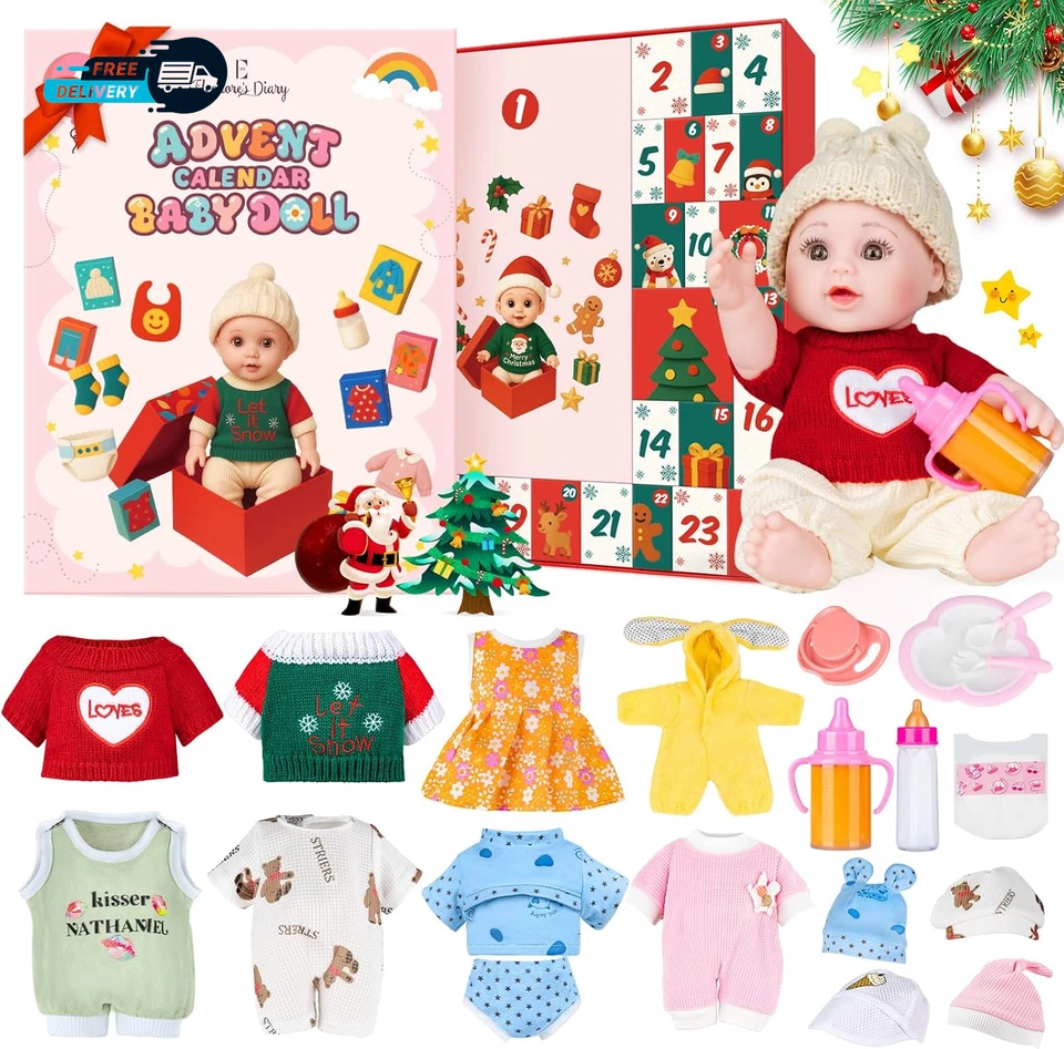 Baby Doll 2025 Advent Calendar Gifts,  12'' Dolls Set with Clothes & Accessories - Image 1 of 4