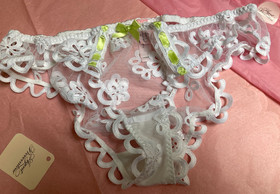Agent Provocateur Laurelie L briefs white daisy lace NEW lime ribbon sheer panty