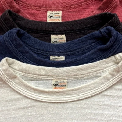 WAREHOUSE CO LOOPWHEEL T-SHIRTS X4 RED, BLACK, BLUE, WHITE SIZE XL - Image 1 of 4