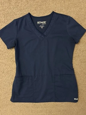 Grey’s Anatomy Women’s Navy Blue Scrub Top Shirt Size M - Image 1 of 2
