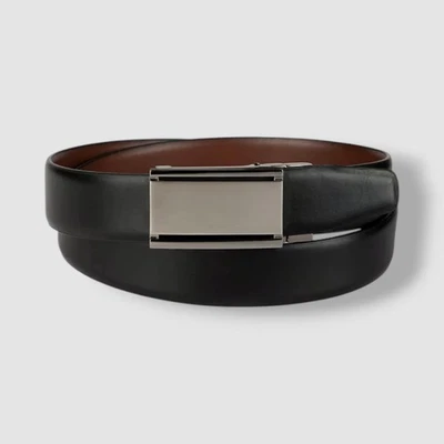 Cinto Alfani masculino preto/marrom reversível placa de bloqueio de pressão fivela tamanho 33 - Imagem 1 de 4