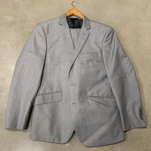 Profile Black Slim Fit 40S Slim Fit Grey Suit Coat Blazer Coat + Pants 34/35 - Picture 1 of 6