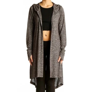 Athleta Long Knit Hooded Cardigan Gray Women's Size S with Thumb Holes - Picture 1 of 5