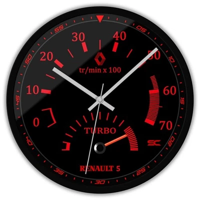 Orologio da parete Nero 30cm Silenzioso Contagiri Renault 5 GT Turbo Sport Super - Bild 1 von 4
