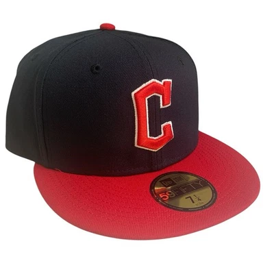 Cleveland Guardians New Era Navy Red 59FIFTY Fitted Hat Cap Size 7 1/4 - Image 1 of 4