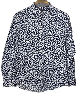 Michael Kors Classic Fit Floral Print Shirt Royal Blue Mens M - Picture 1 of 8
