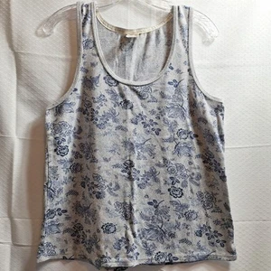 LUCKY BRAND 90s Y2K Tank Top Sz M Gray Blue Floral Summmer Stretch Fairy Grunge - Picture 1 of 5