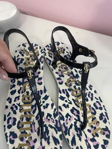 Juicy Couture Sandals Palma Jelly Flip Flops black Size uk 5 38 leopard print - Picture 1 of 10