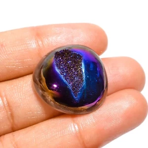 27.50 Cts Lab-Created Titanium Druzy Loose Gemstone Fancy Cabochon 23X22X8 mm - Picture 1 of 6