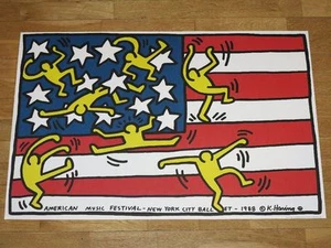 "KEITH HARING POSTER POSTER ""AMERICAN MUSIC FESTIVAL NEW YORK CITY BALLET 1988" - Picture 1 of 4