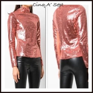 NEW Cinq A’ Cept Joan pink sequins top S - Picture 1 of 16