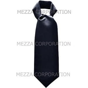 New Vesuvio Napoli Men's Polyester Ascot Cravat Necktie Wedding Solid Navy Blue - Picture 1 of 2