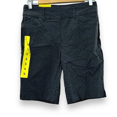 Pantalones Cortos Hilary Radley Blanco y Negro Estampado de Lunares Tiro Alto Hasta la Rodilla Talla S Foto 1 de 4