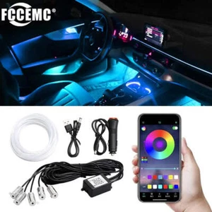 Car LED Interior Atmosphere Lights Universal RGB Ambient Light Optic Fiber APP M - Picture 1 of 10