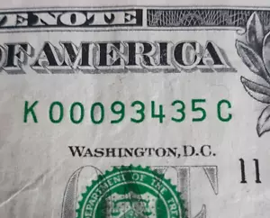 ZIP CODE NOTE 00093435 Harmony CA 93435 Fancy Serial Number Series 2017 A - Picture 1 of 5