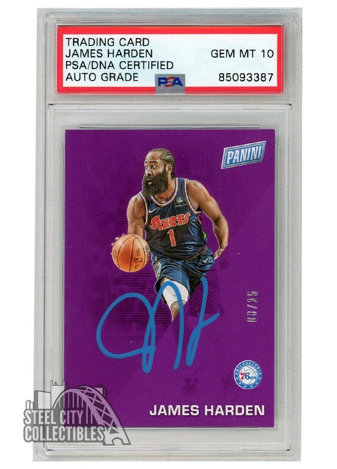 James Harden 2022 Panini Father's Day Purple Auto Card #6 /25 PSA/DNA 10 (Blue) - Image 1 of 1