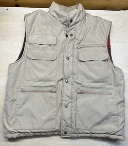 Van Heusen Hunting Fishing Field Flannel Lined Khaki Vest LARGE - Picture 1 of 10