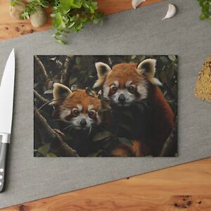 Kitchen Decorations Glass Cutting Board, Red Panda 1