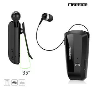 Earphone FineBlue F990 Bluetooth5.0 Wireless Retractable Vibrate Clip Headset - Picture 1 of 11