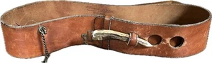 VTG Distressed Handmade Tan Leather Antler Toggle Buckle w/Chain 29’ NWT Unisex - Picture 1 of 11