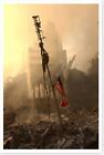 Antenne d'alerte d'avion Ground Zero en gravats avec drapeau photo halogénure d'argent