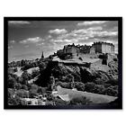 Photo Cityscape Landmark Edinburgh Castle Black White 12X16 Inch Framed Print