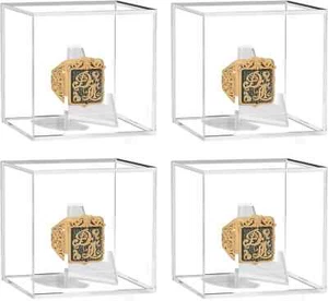 4 Pack Championship Ring Display Case Clear Acrylic Ring Stand Holder Square Box - Picture 1 of 3