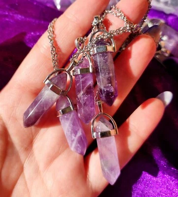 Ciondolo collana punta di ametista amethyst cristalli minerali cristalloterapia  - Immagine 1 di 4