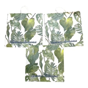 Tommy Bahama Tropical Leaf Print Gift Shopping Bags Set of 3 Beach Decor Accent - Picture 1 of 5