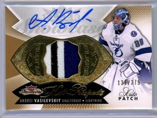 2014-15 Fleer Showcase Hot Prospects #157 Andrei Vasilevskiy RC PATCH AUTO /375